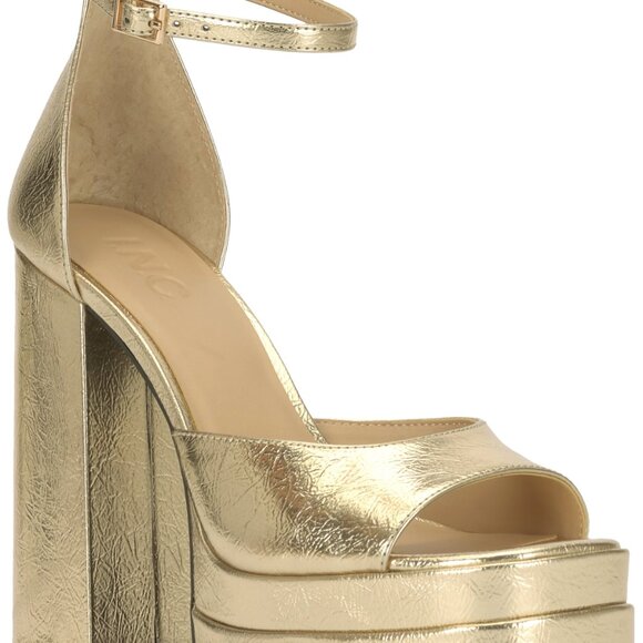 Shoes - Arya Womens Peep-Toe Platform Sandals Size 10 Gold